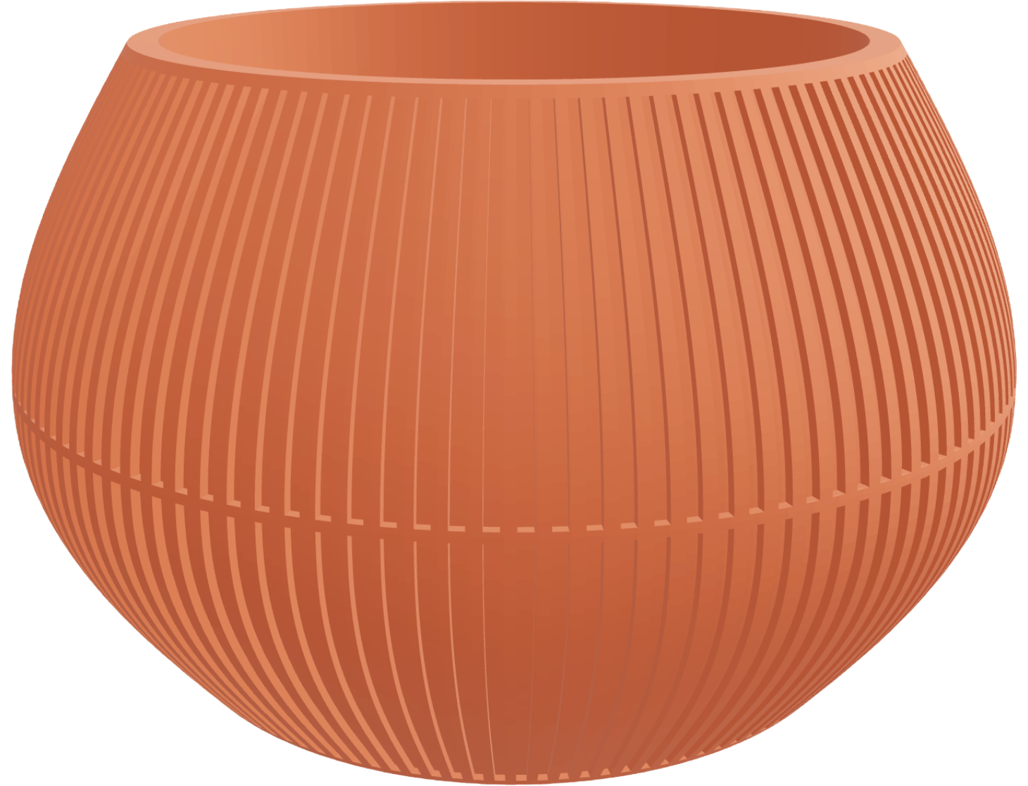 Beige ribbed tapered pot